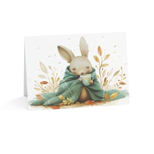 Cozy Bunny with Tea - Eco-Friendly Greeting Card