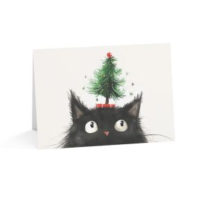 Cat with Christmas Tree - Eco-Friendly Greeting Card