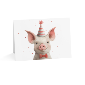 Eco-Friendly Greeting Card - Party Pig in Bowtie