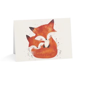 Mother and Baby Foxes Snuggling - Eco-Friendly Greeting Card
